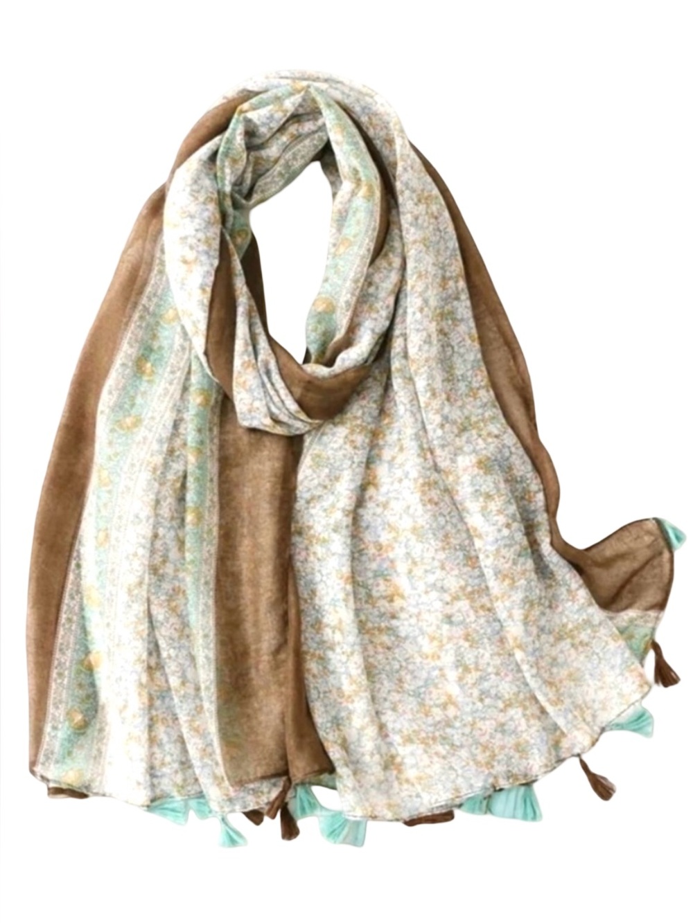 Paisley Floral Tassel Scarf Shawl Lightweight Wrap 70x35 Boho Gift